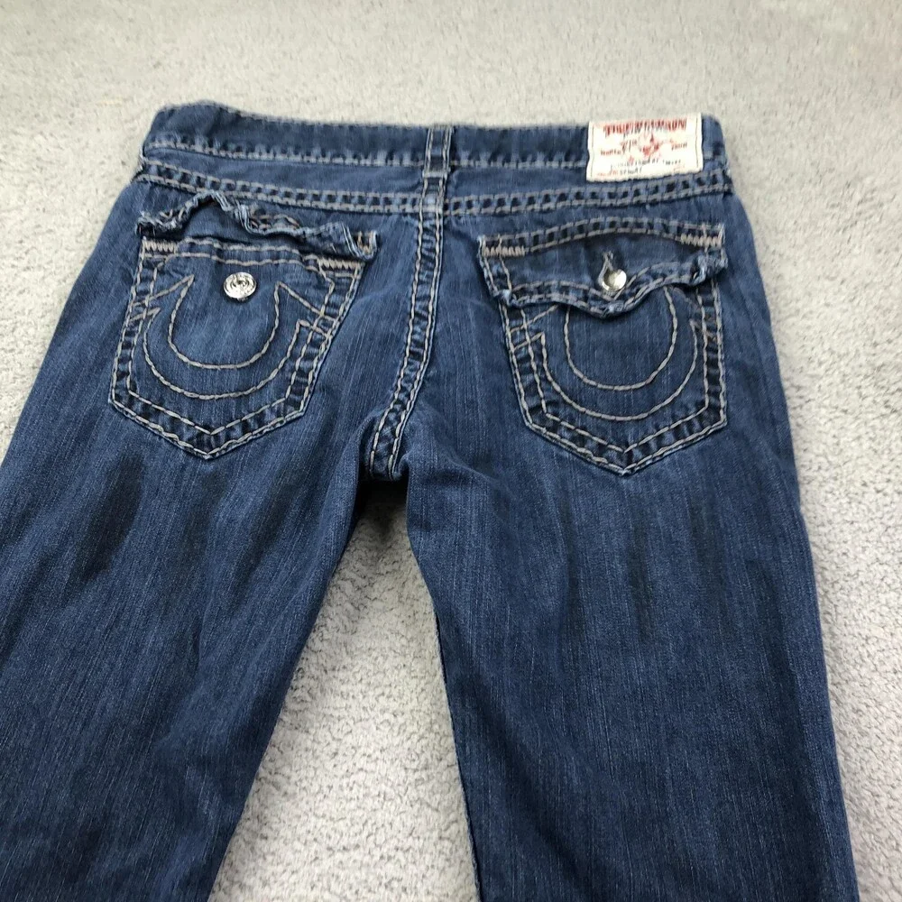 True Religion Jeans Mens 36x32 Blue Medium Wash Slim Skinny Flap Denim Pants